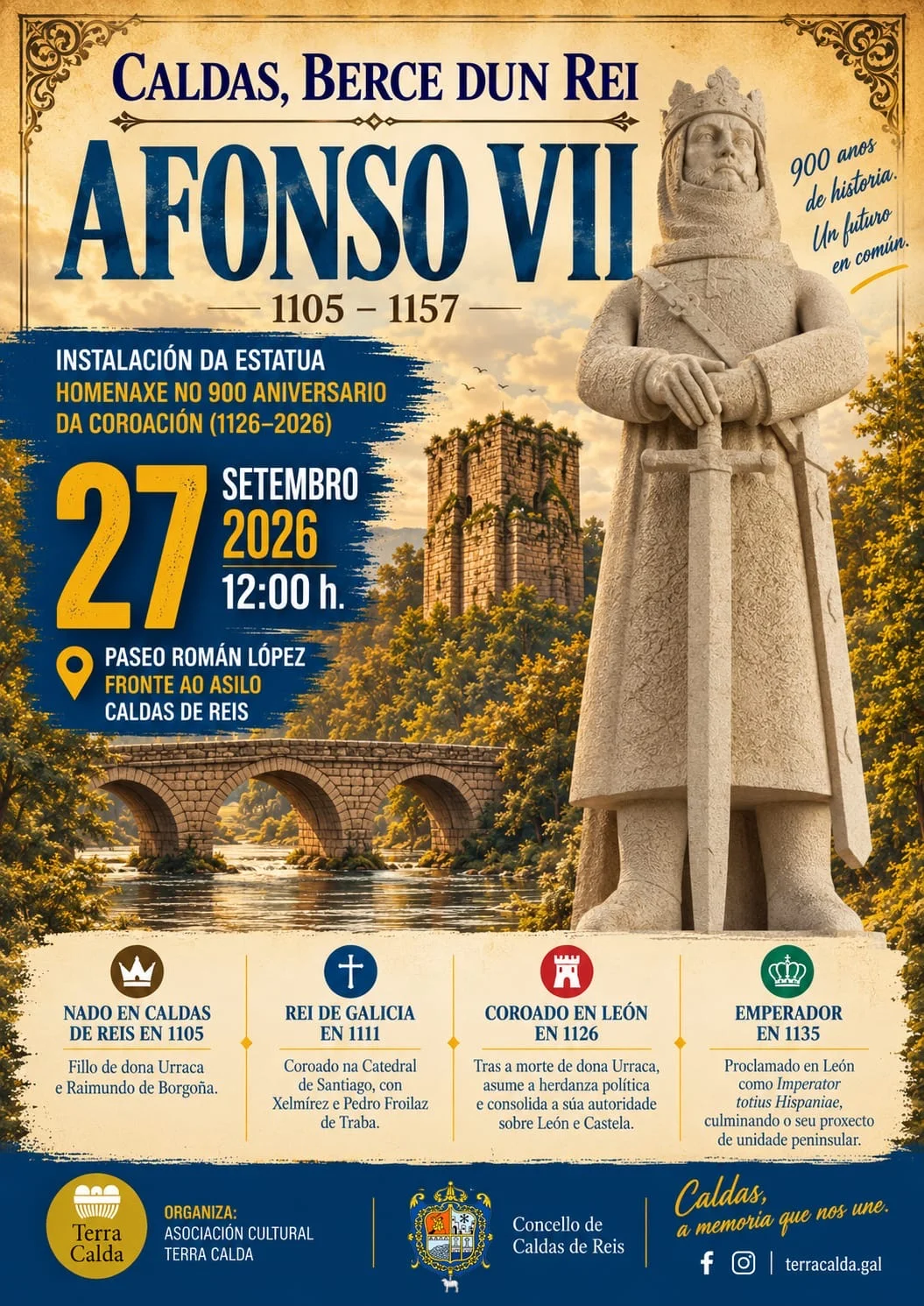 Estatua de Afonso VII: colocación e mecenas